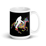 Bigfoot Riding Unicorn White glossy mug