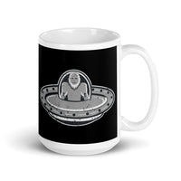 Bigfoot Flying UFO White glossy mug