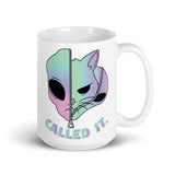 Alien Cat (Called It) White glossy mug