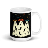 Kitty Abduction White glossy mug