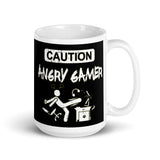 Caution Angry Gamer White glossy mug