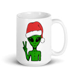 Alien Santa White glossy mug