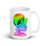 Rainbow Alien White glossy mug