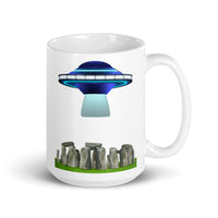 Stonehenge UFO White glossy mug