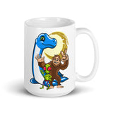 Nessie, Bigfoot, and Alien White glossy mug