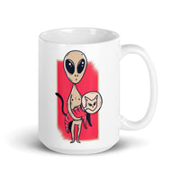 Alien Pet Cat White glossy mug