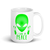 I Come in Peace 1 White glossy mug