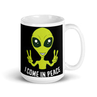 I Come in Peace 2 White glossy mug