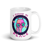 I Come in Peace 5 White glossy mug