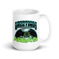 Greetings From Area 51 White glossy mug