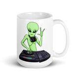 Alien DJ White glossy mug