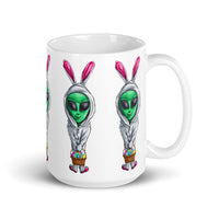 Alien Easter Bunny White glossy mug