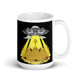 UFO Pyramids White glossy mug