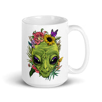 Flower Alien White glossy mug