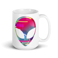 Colorful Alien Head White glossy mug