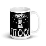 UFO Abducting Cow White glossy mug