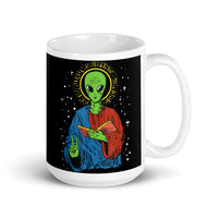 Alien Jesus White glossy mug