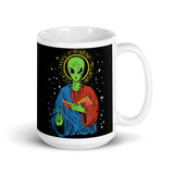 Alien Jesus White glossy mug