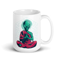 Alien Meditate 2 White glossy mug