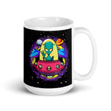 Alien in Spaceship White glossy mug