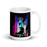 UFO T-rex White glossy mug