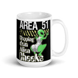 Clapping Dem Alien Cheeks White glossy mug