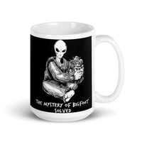 The Mystery of Bigfoot Solved White glossy mug