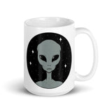 The Visitor White glossy mug