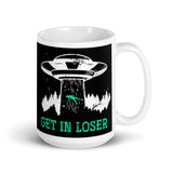 Get in Loser White glossy mug