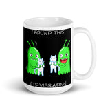 It's Vibrating (Alien with Cat) White glossy mug