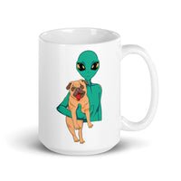 Alien Pug White glossy mug