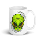 Weed Alien White glossy mug