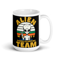 Alien Cheek Clapping Team White glossy mug