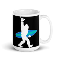 Bigfoot Surfer White glossy mug