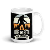 Hide and Seek World Champion (Bigfoot) White glossy mug