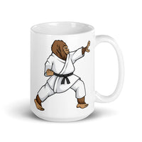 Karate Bigfoot White glossy mug