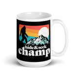 Bigfoot Hide & Seek Champ White glossy mug