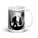 Bigfoot Full Moon White glossy mug