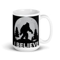 I Believe (Bigfoot Moon) White glossy mug