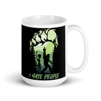 I Hate People (Alien & Bigfoot) White glossy mug