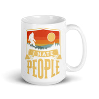 I Hate People (Bigfoot) White glossy mug