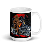 Bigfoot Biker White glossy mug