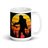 Bigfoot with Rifle White glossy mug