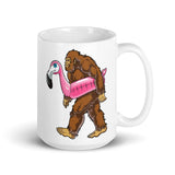 Bigfoot with Floaty White glossy mug