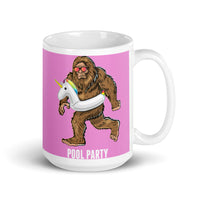 Bigfoot Pool Party White glossy mug