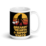 Bigfoot Breaking Hearts White glossy mug