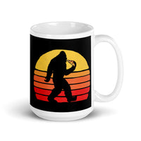 Bigfoot Eating Pizza White glossy mug