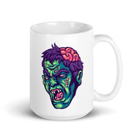 Scary Zombie Head White glossy mug