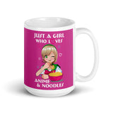 Anime & Noodles White glossy mug