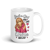 Just a Girl Who Loves Anime & K-Pop White glossy mug